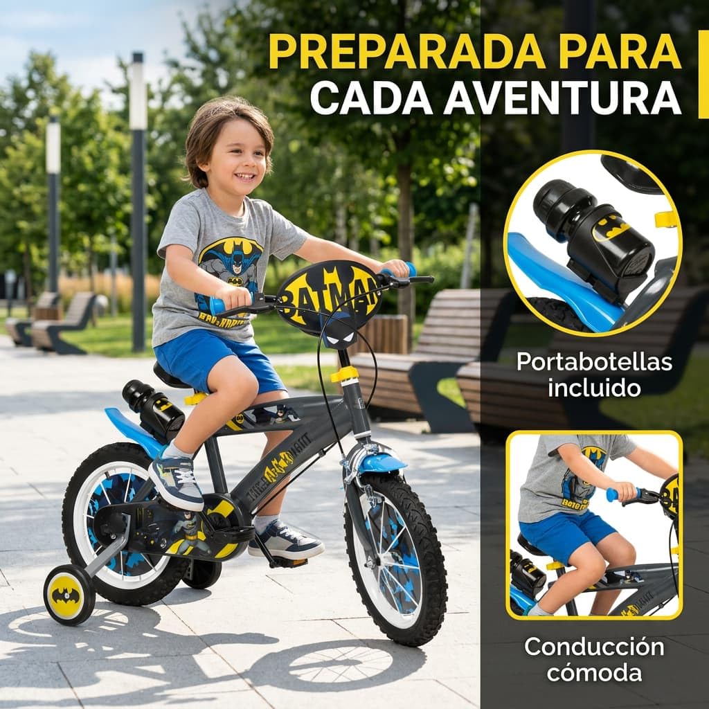 TOIMSA Bicicleta 14" Batman 4/6 Ños, Multicolor, 14913