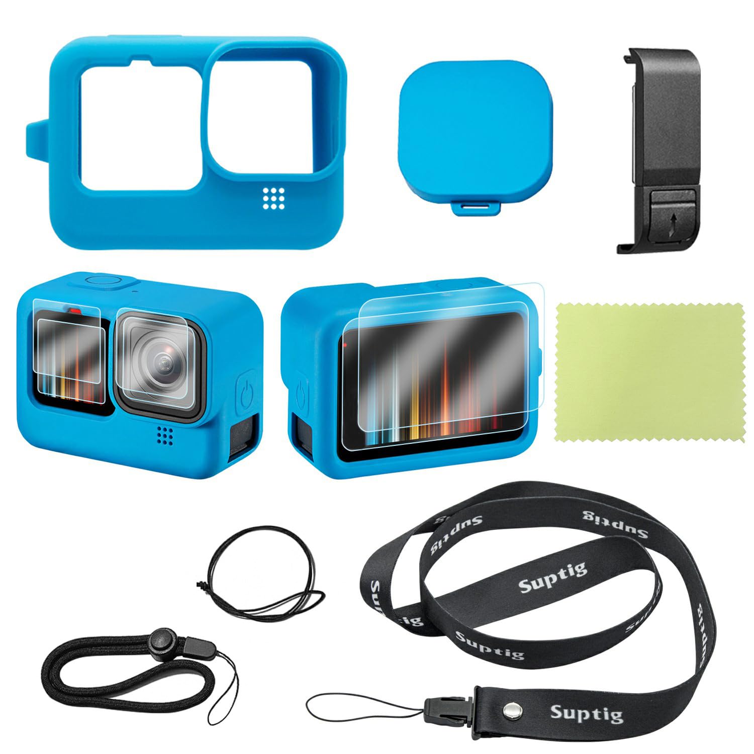 Suptig Protective Case, Silicone Case Compatible for GoPro Hero 12/11/10/9 Black (Blue), RSX-428