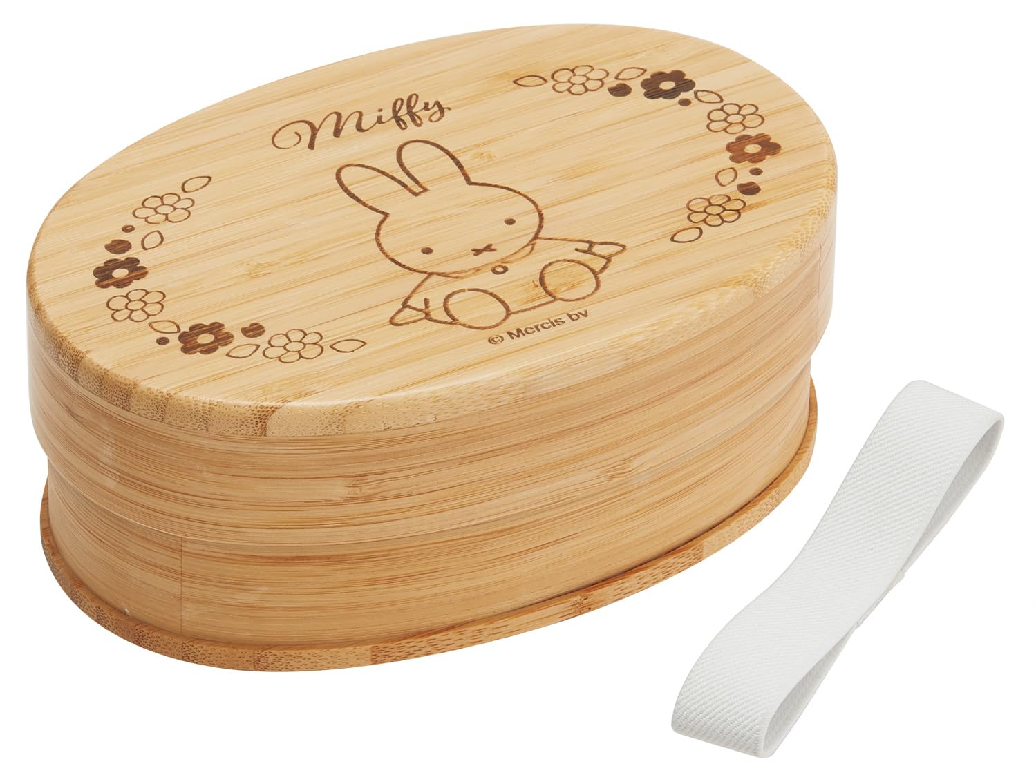 Skater Miffy Bamboo Lunch Box 20oz Bento Box with Divider and Belt