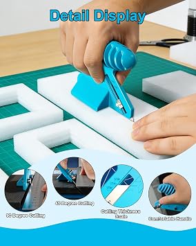 Foamboard Cutter Tool, FoamBoard Straight/Bevel Cutter Used to Cut Eva Foam, Foam Cutter Adjustable 45° or 90° for DIY Craft, Small Cutting Project, Blue, 1-Pack