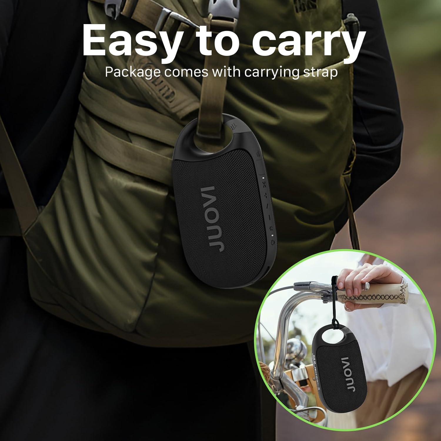 Clip Wireless Portable Bluetooth Speaker, 24H Playtime Mini Shower Speaker IP68 Waterproof & Dustproof HD Sound Integrated Carabiner, for Home Outdoor and Travel - Image 2