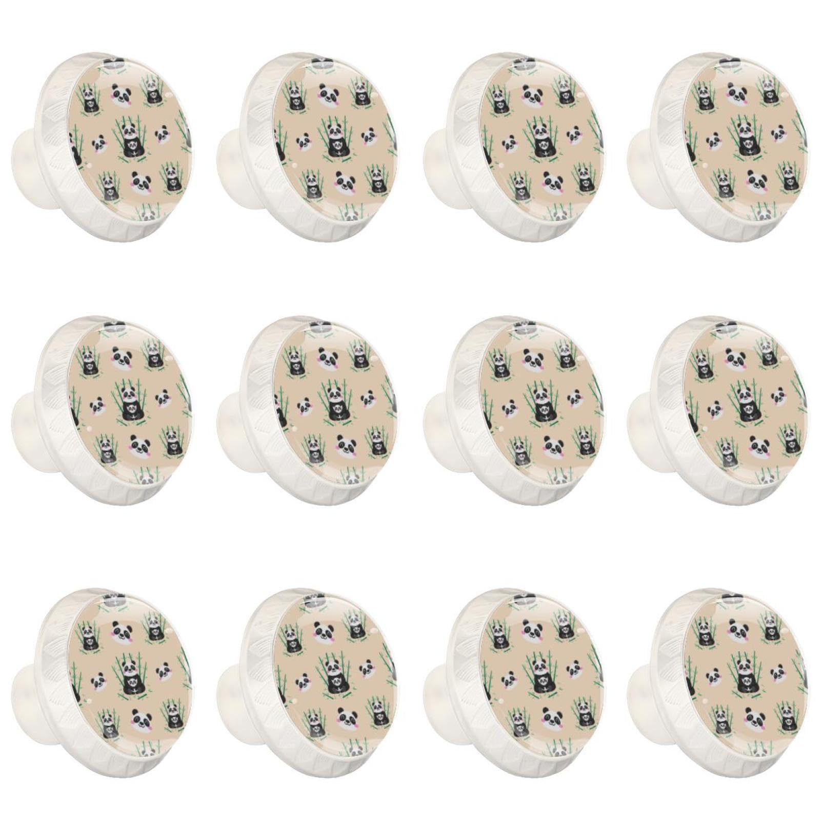 Boutons de tiroir ronds en verre cristal transparent Panda (lot de 12) pour armoire