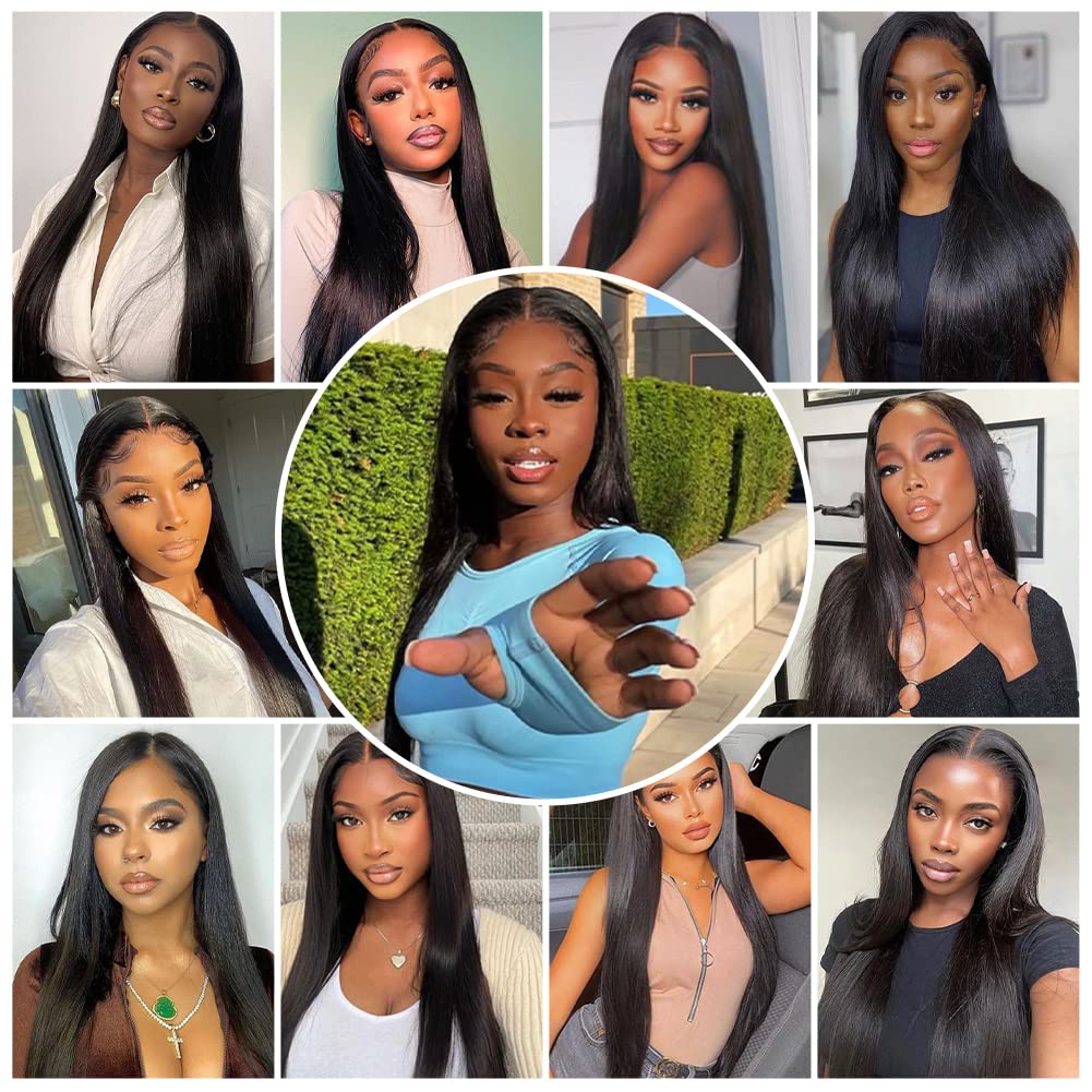 12A Brazilian Straight 4x4 HD Lace Closure Free Part Hand Tied Transparent HD Lace Closure 100% Unprocessed Human Hair Transparent Lace Closures Pre Plucked Natural Black (20 Inch)
