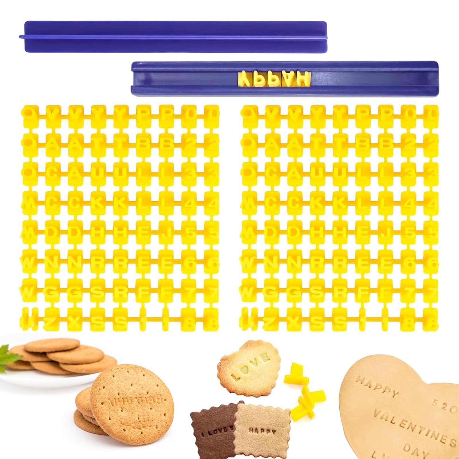2 Set Letter Stamps for Clay, Alphabet Stamp, 146 PCS Cookie Stamps, for Making Cookies Letters Stamp DIY Clay Cakes Baking Message Letters