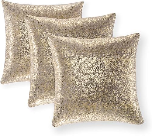 Miniatura 7 de Xinrjojo Paquete de 3 fundas de almohada cuadradas decorativas de color sólido suave y brillante juego de fundas de cojín para sala de estarsofá 18