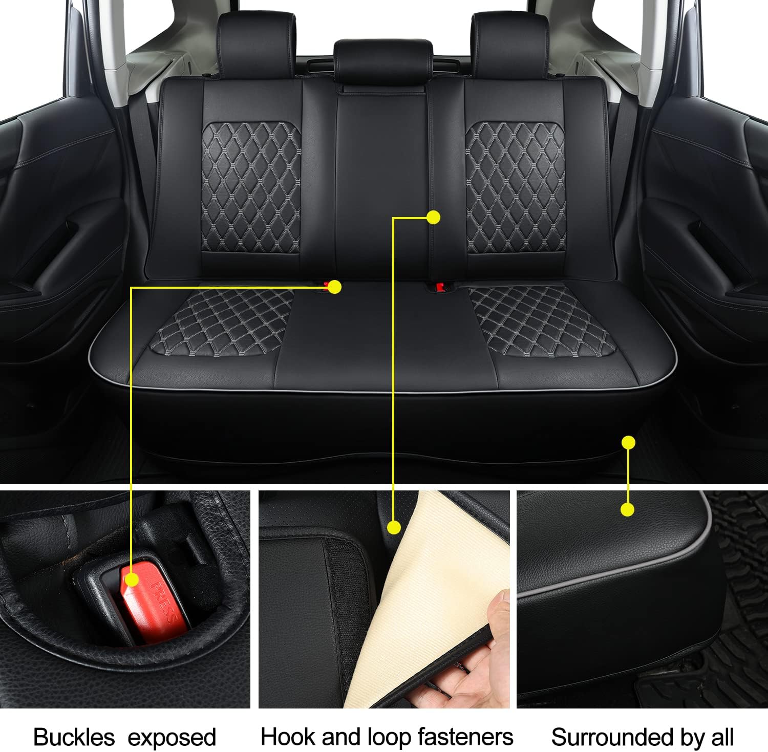 LUCKYMAN CLUB 2014-2023 Forester Outback Custom Seat Covers Accessories P06-AS3 Full Set Fit Premium Sport Wilderness Limited Touring Base with Waterproof FauxLeather (Black&Gray)