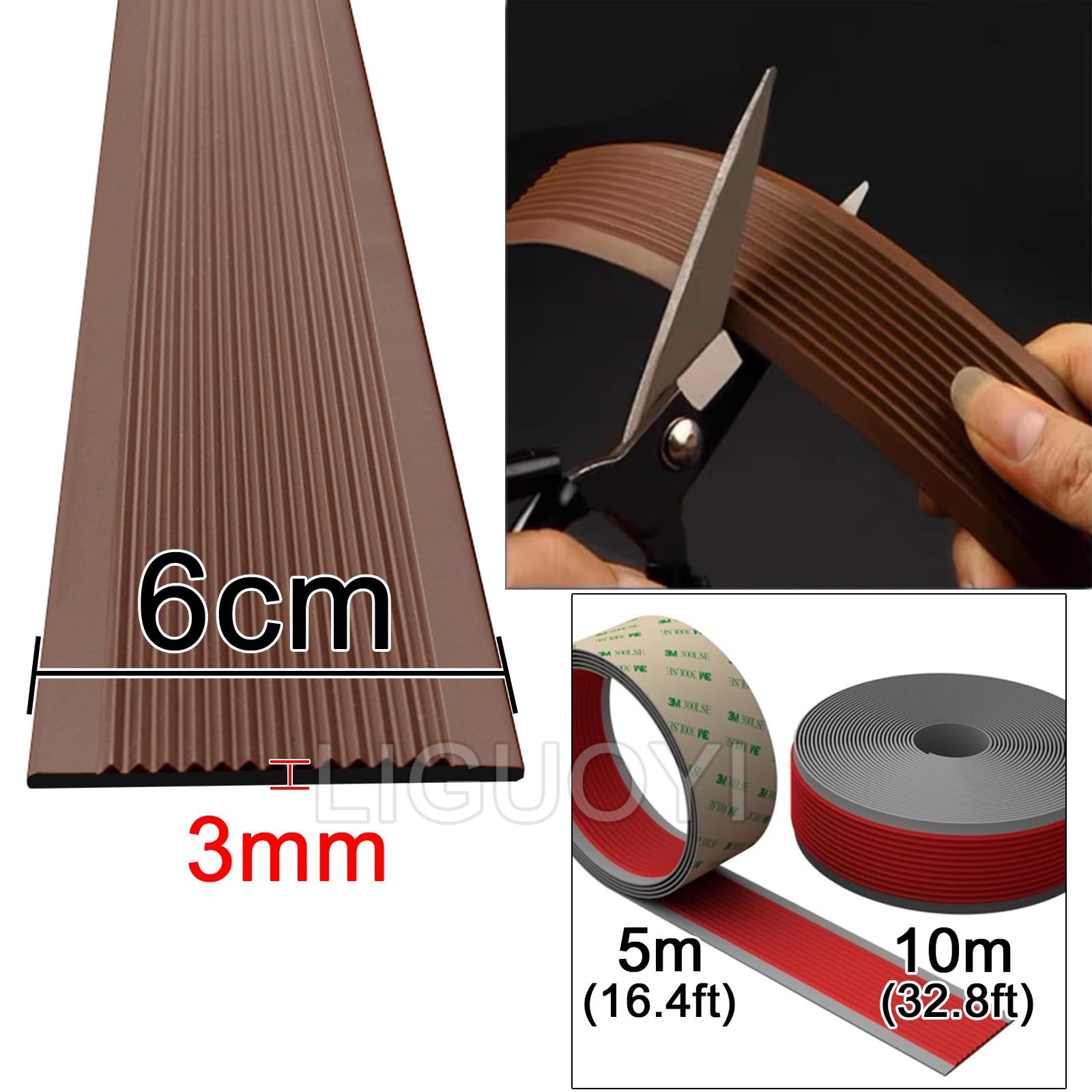 Cinta antideslizante para bordes de escaleras, borde adhesivo de alta tracción, almohadilla de goma para uso en interiores y exteriores, protector de escalones de seguridad autoadhesivo, longitud de 5