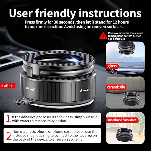 Miniatura 5 de Soporte de teléfono para automóvil, soporte magnético de vacío ajustable de 360 para automóvil, soporte de teléfono plegable con ventosa, soporte de