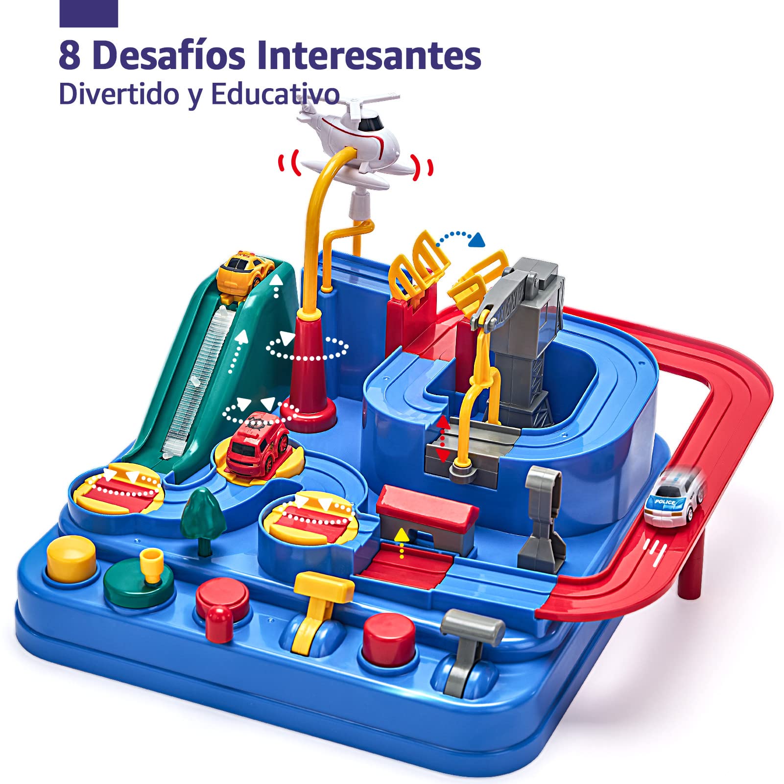 hahaland Juguetes Niños 2 años - Pista de Coches Circuito Coches para Niños 2 3 4 5 años - Juego de Lógica Interactivo Educativo Regalo para Niño Niña