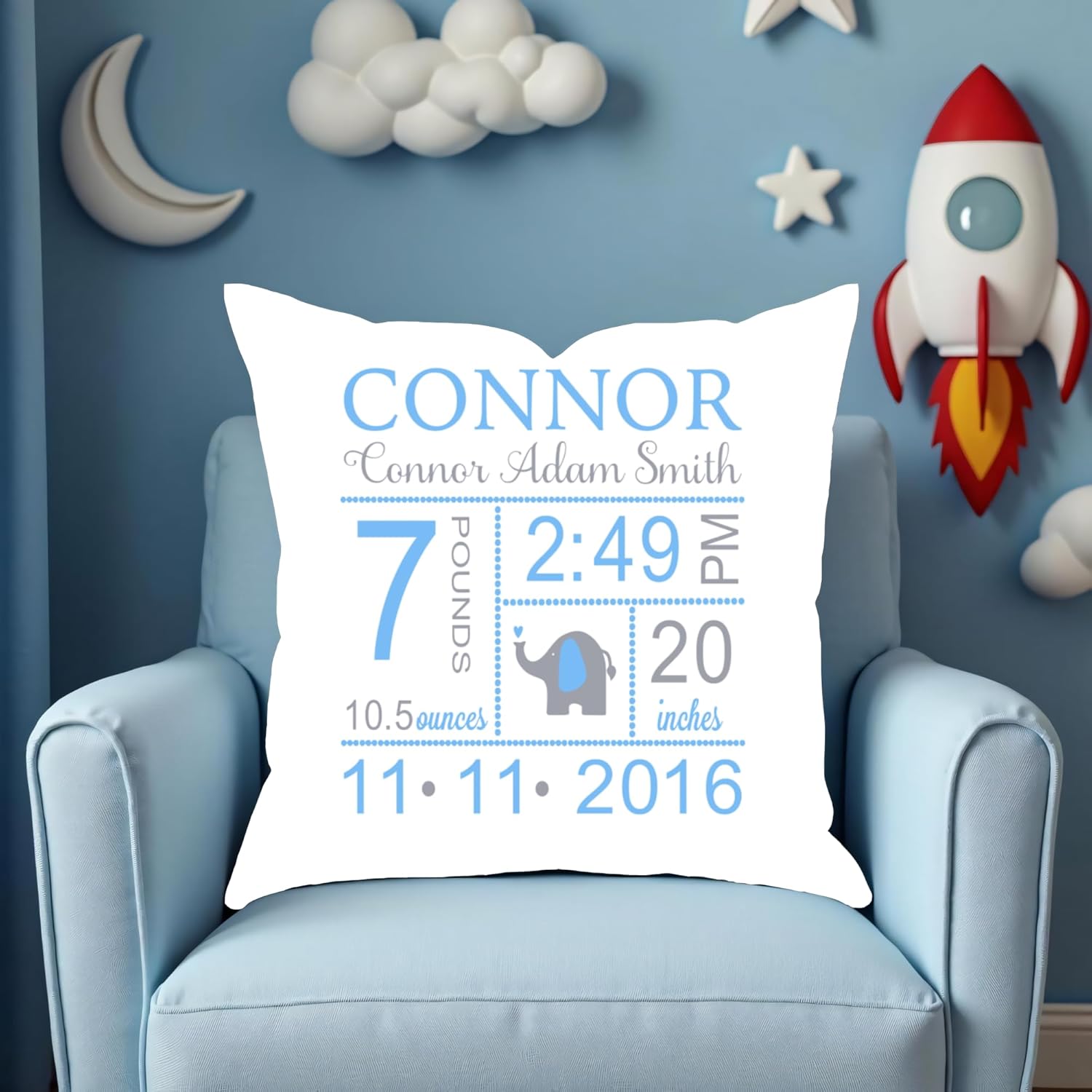 Personalized Baby Birth Announcement Pillow Cover – Ideal Gift for New Parents