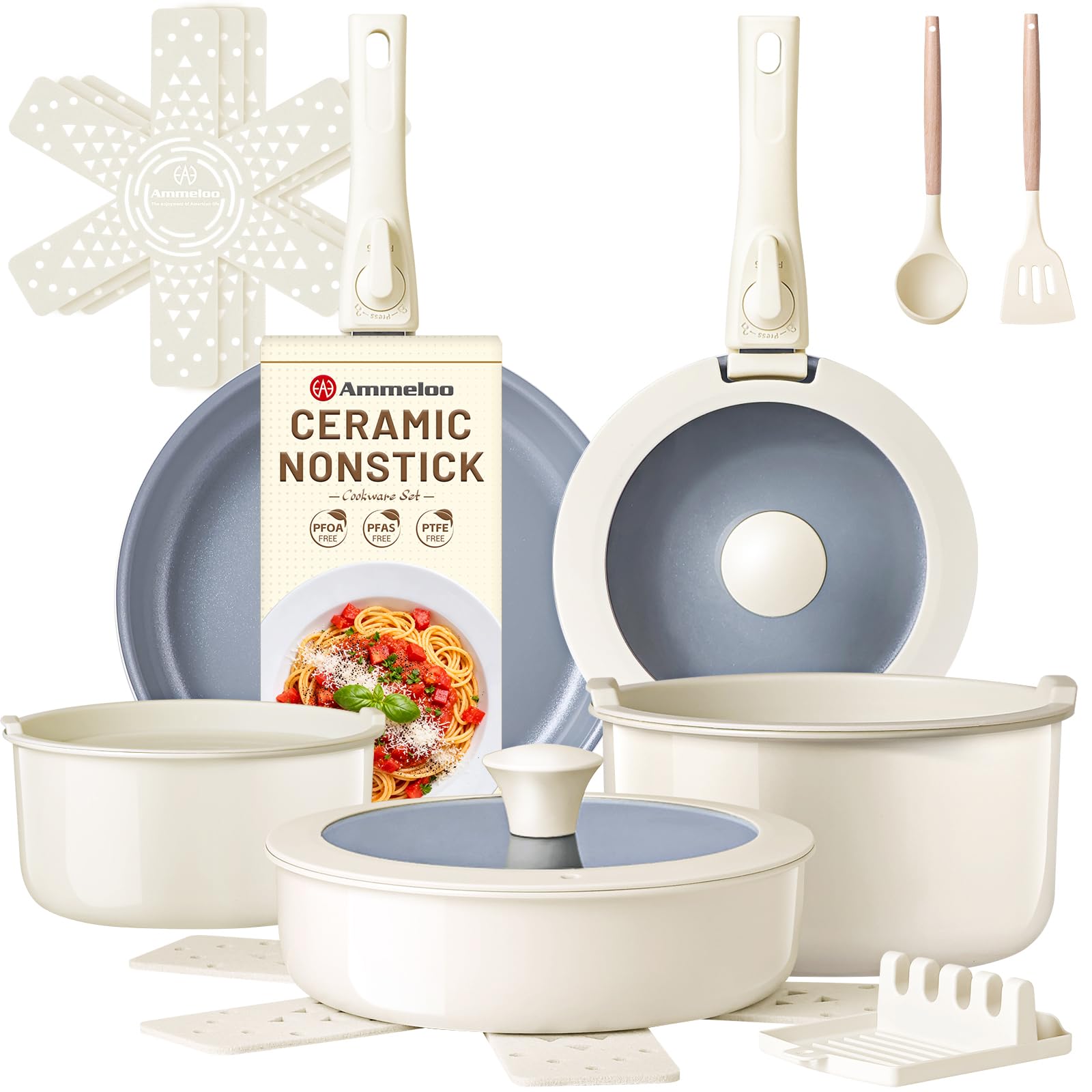 Ammeloo 18-Piece Ceramic Cookware Set