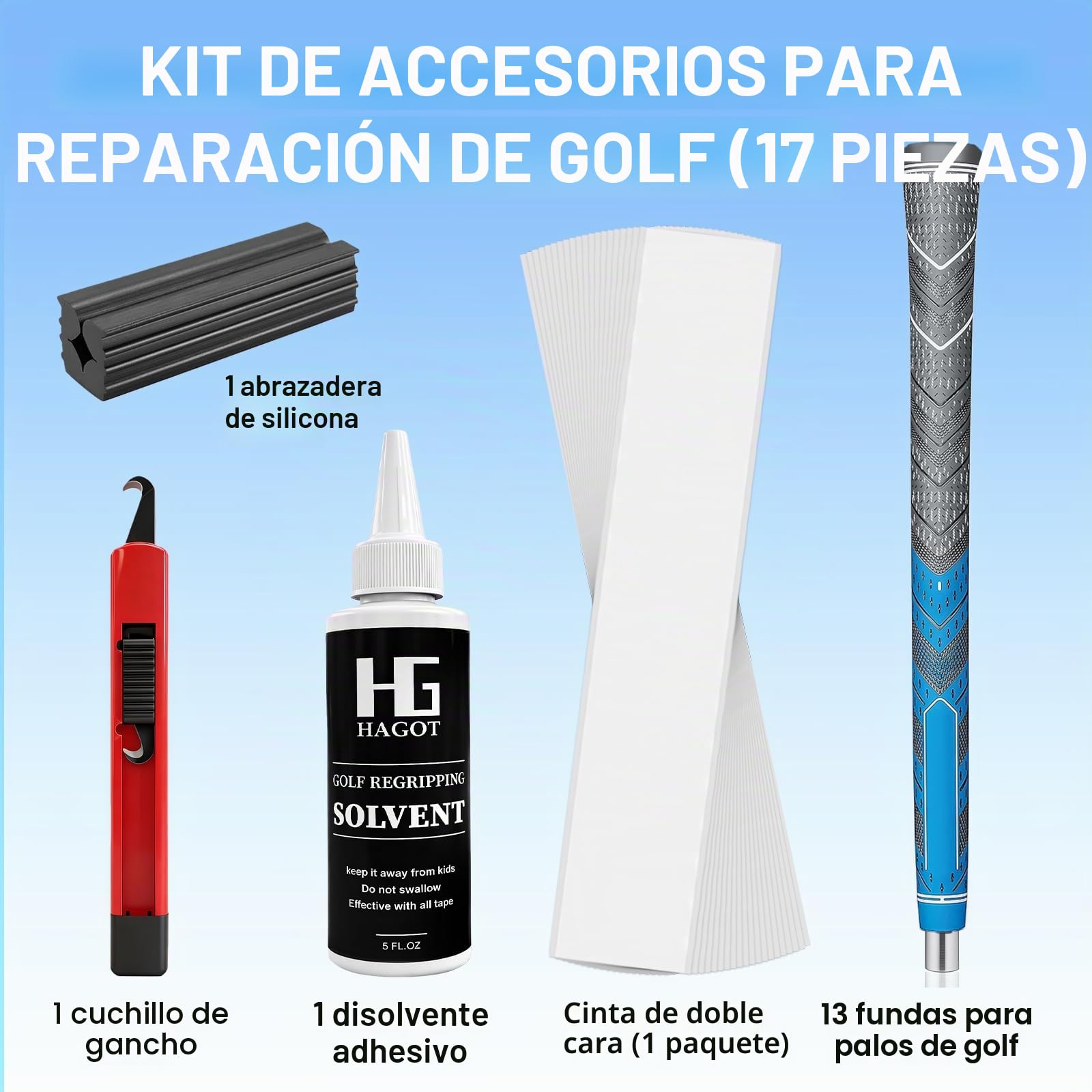 17 Unidades con Kit de Golf, Multicompuesto Antideslizante, para Todo Clima Tipo, Mediano o Estándar