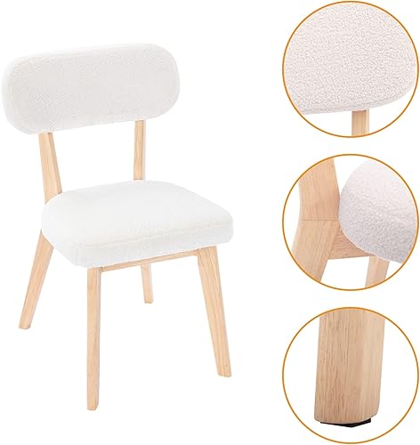 Miniatura 5 de CangLong Sillas de comedor tapizadas de terciopelo modernas de mediados de siglo con patas de madera, sillas de comedor, juego de 2, color blanco