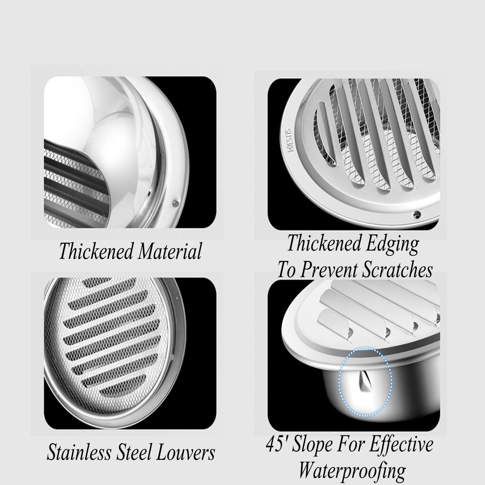 Grille D'AéRation en INOX,Grille D'AéRation Ronde，Grille D'AéRation Ronde Hotte,Sortie D'éVacuation avec Maille De Protection,Grille De Ventilation,Grille De Hotte (Size : 350mm/13.78in)