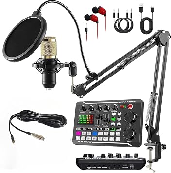 Podcast equipment set Microphone mixer, live sound card Voice changer for podcasting Singing games Live on PC Smartphone YouTube TikTok Studio recording Broadcast live streaming portable