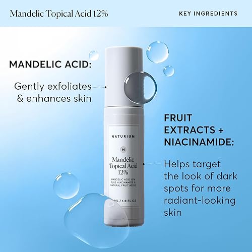 Miniatura 5 de Naturium Ácido tópico mandélico 12%, más niacinamida y ácidos de frutas naturales, cuidado de la piel antienvejecimiento, 1 oz