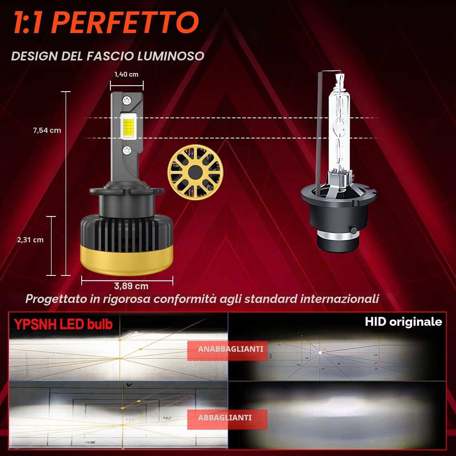 Lampadina D4S LED 6000K-Alta Prestazione 25000LM, Sostituzione Diretta D4S HID 35W Senza Modifiche al Circuito, Compatibilità CANBUS & Dimensioni Originali 1:1 (2 Pezzi, 120W 60000h)