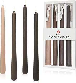 Gradient Coffee Colored Taper Candlesticks 4 PCS - Cream Chocolate Coffee Scented Taper Candle, Soy Wax Taper Candles Home Decor Dinner Candlesticks 10 inch