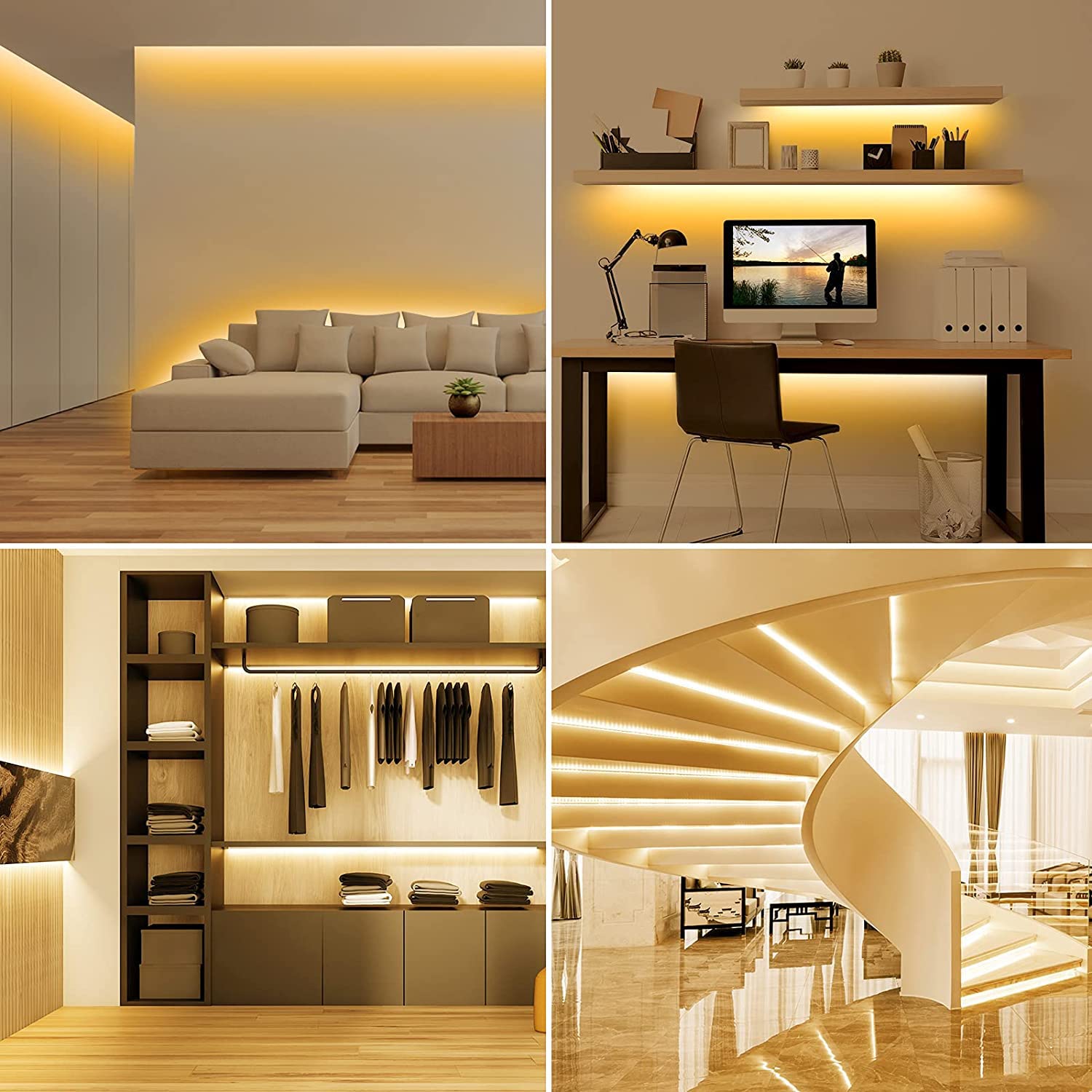 Lepro Tira LED Regulable, Luces LED Habitación 5M 1200lm, Blanco Cálido 3000K, 300 LEDs, Tira Luz LED para Gabinete, Armario y Más, Incluido Fuente de Alimentación de 12V y Regulador de Intensidad