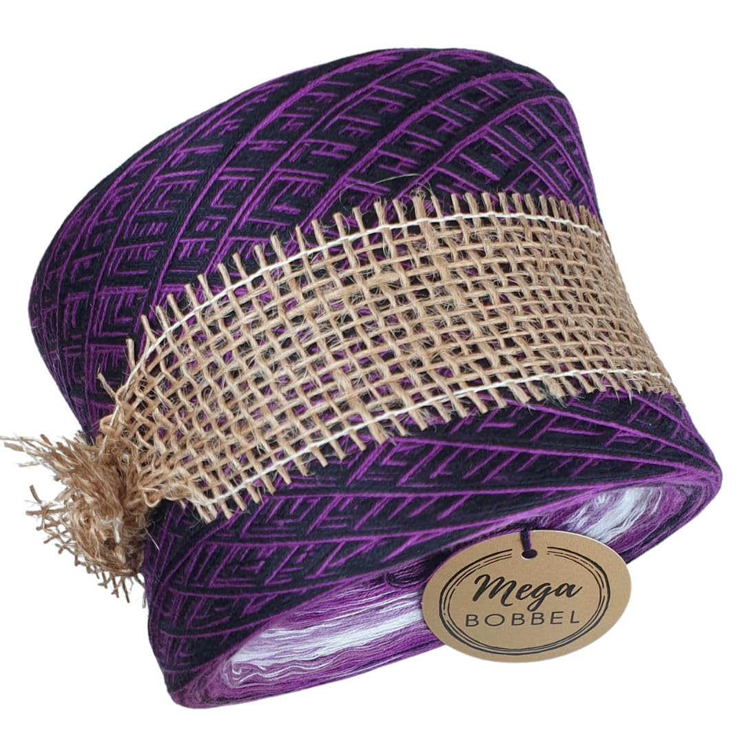 MegaBobbel*Lila Rausch*A405* (Außenfarbe: Schwarz+Bischof) Farbverlaufsgarn - Lace Garn Bobbel Wolle zum Häkeln & Stricken (4 fädig, 3750m)