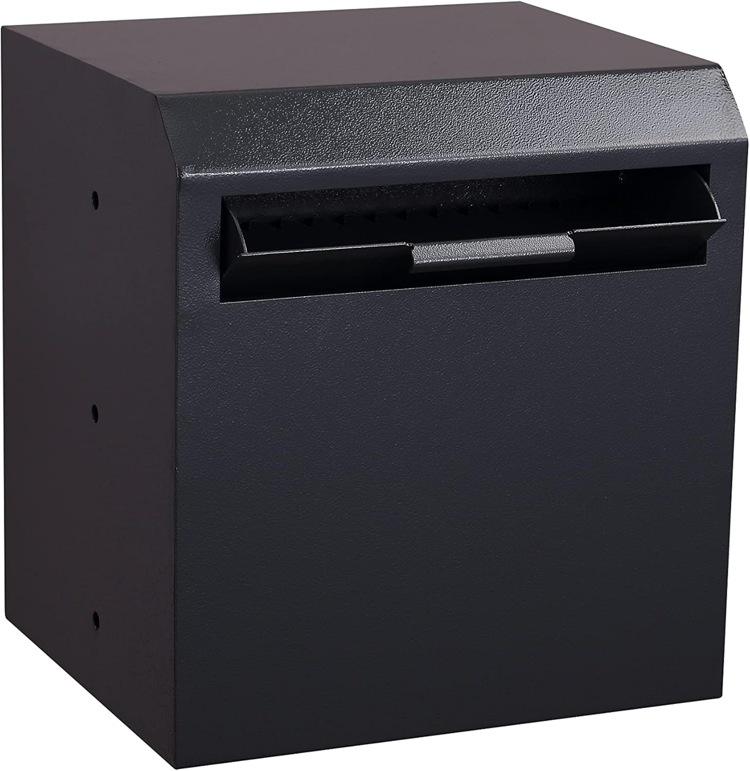 Protex WDD-180 Black Through-The-Wall Locking Drop Box, for key, remotes, cash, checks and envelopes, metal baffle, Pre-drilled mounting holes, double steel door,adjustable metal frames