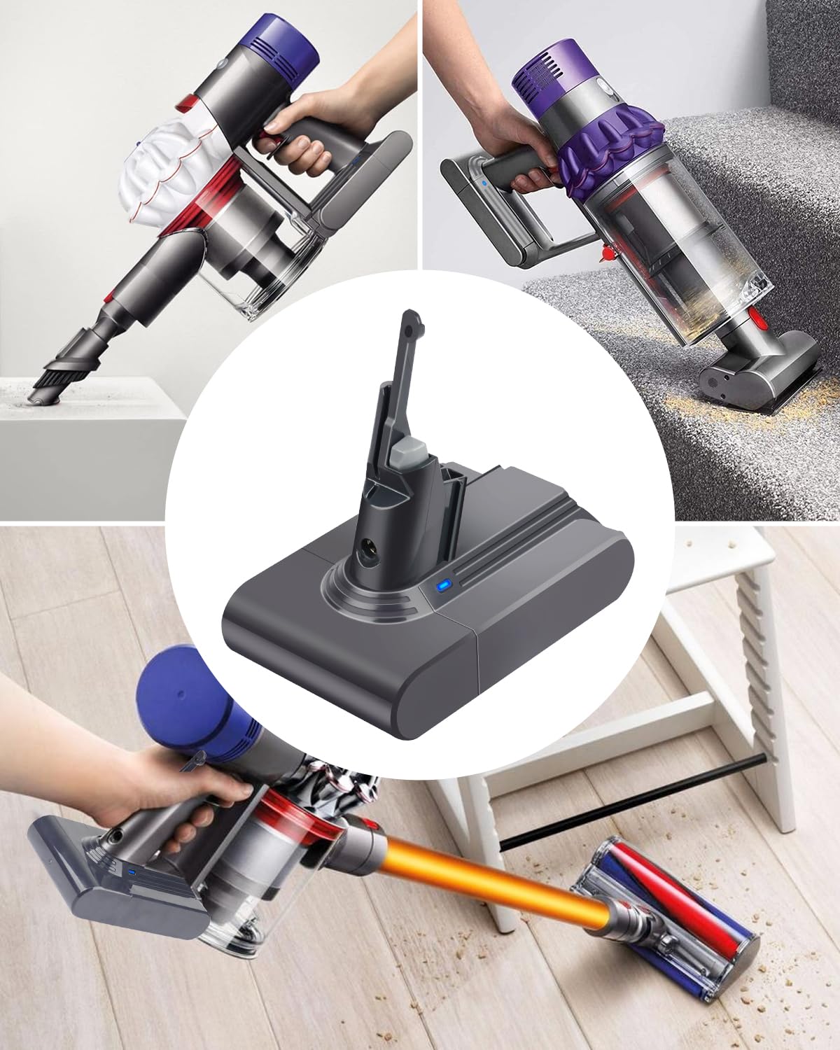 Waitley 6000mAh V7 Batterie pour Dyson V7 Motorhead/Animal/Trigger/Fluffy/Absolute/Car+Boat SV11 Aspirateur Batterie avec 2 Filtres