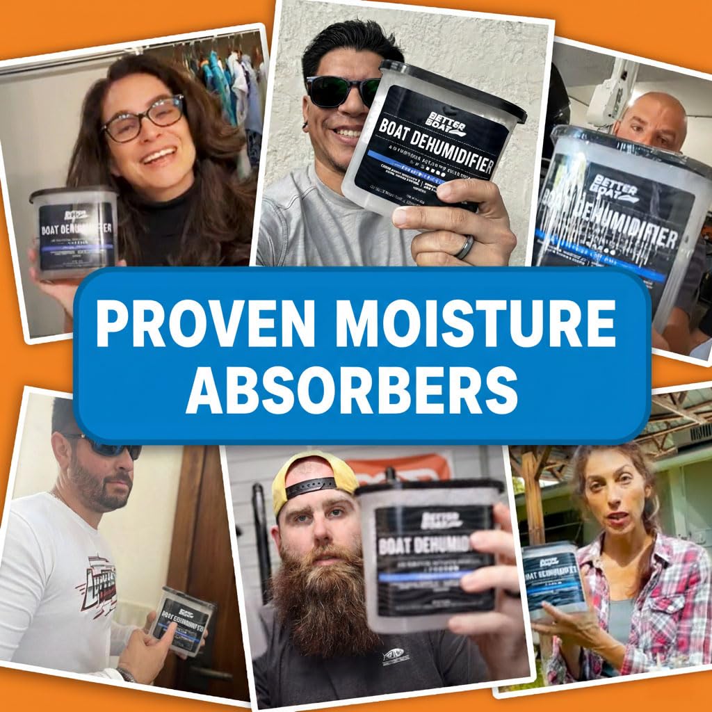 Paquete de 6 absorbentes de humedad con cubo deshumidificador de carbón activado, absorbente de olores sin perfume para armario, sótano, baño, barco, RV, desechable. Better Boat
