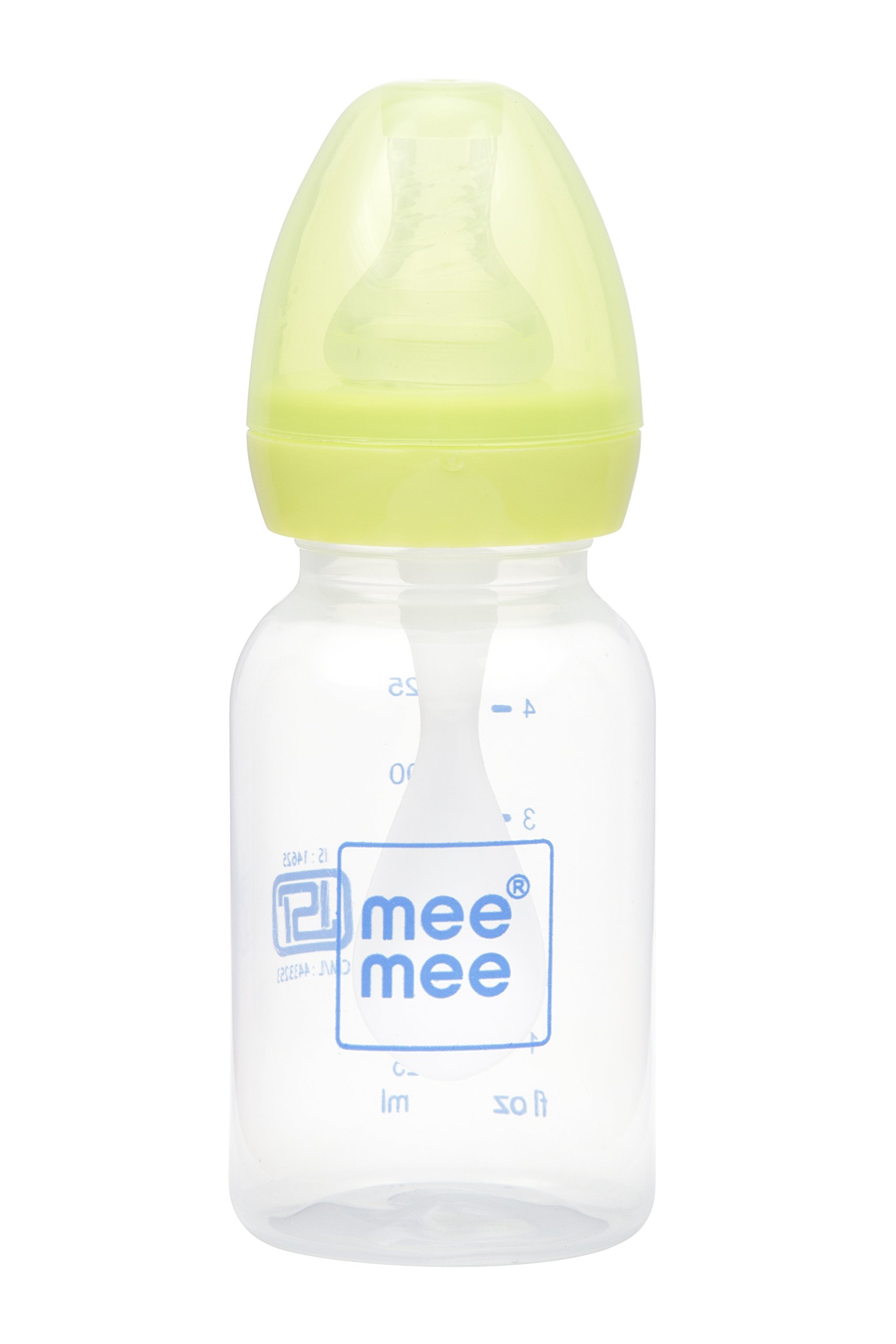 Mee Mee125ml 2 in 1 Baby Feeding Bottle with Spoon (Green)