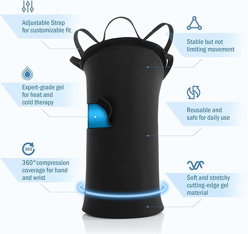 Miniatura 2 de Luguiic Paquete de hielo de muñeca para mano, compresa fría y caliente para aliviar el dolor, guantes de hielo de gel reutilizables para artritis,