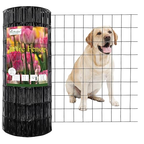 Miniatura 12 de Valla de alambre soldada con revestimiento de PVC negro de 48 pulgadas x 50 pies, 2 pulgadas x 4 pulgadas, 14GA, rollo de cercado de borde