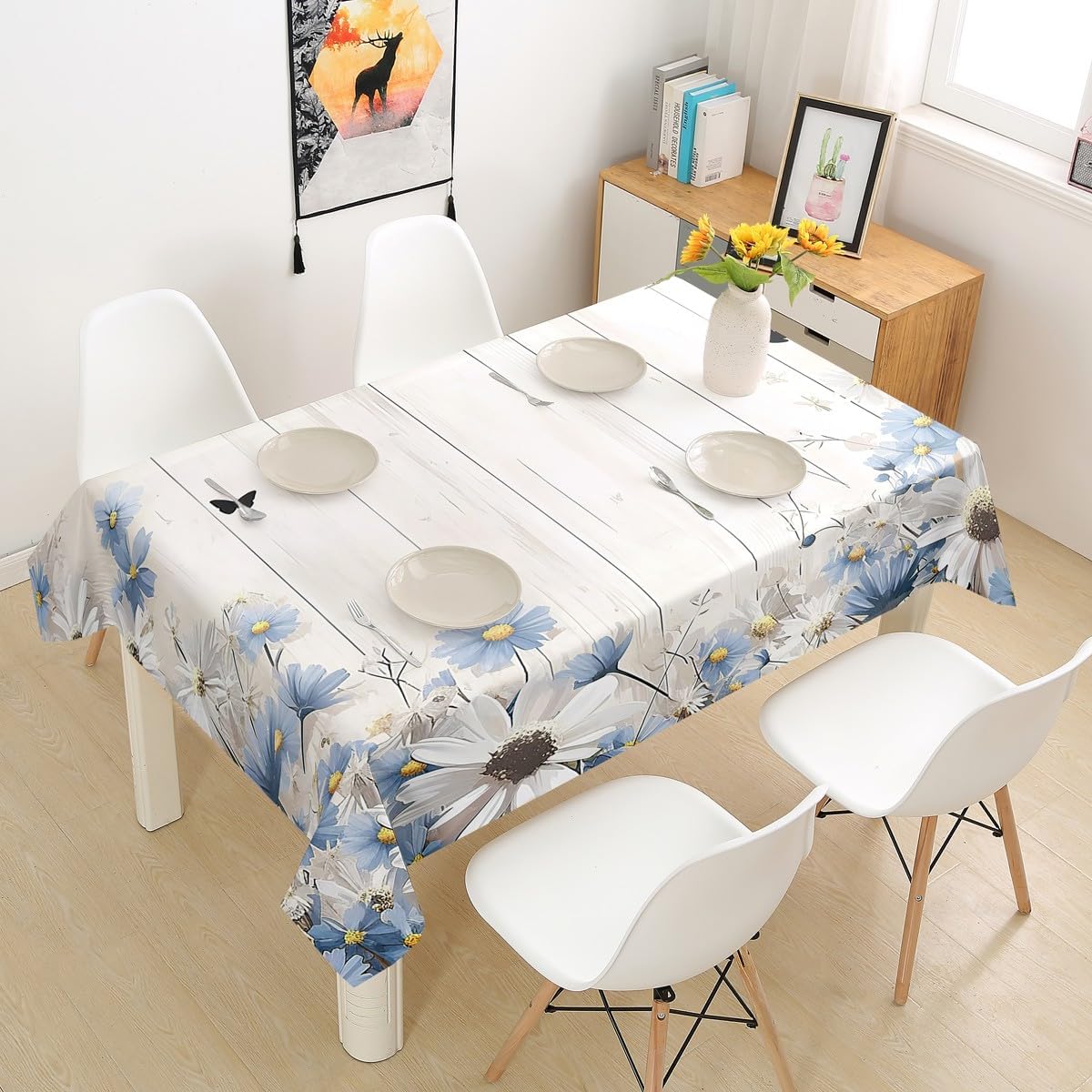 Peacock Print Tablecloth Home Decor Flowers Garden Table Cloth Indoor Outdoor Tablecloth for Spring/Summer/Party/Picnic(55 Round)