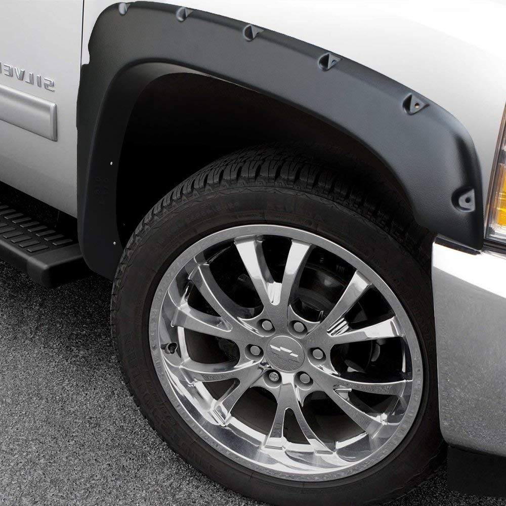 LEDKINGDOMUS Fender Flares Kit Compatible for 1999-2006 Chevy Silverado GMC Sierra (Incl. 2007 Classic Models), Textured Matte Black Finish Front Rear Wheel Wells Covers Guards Pocket Rivet Style