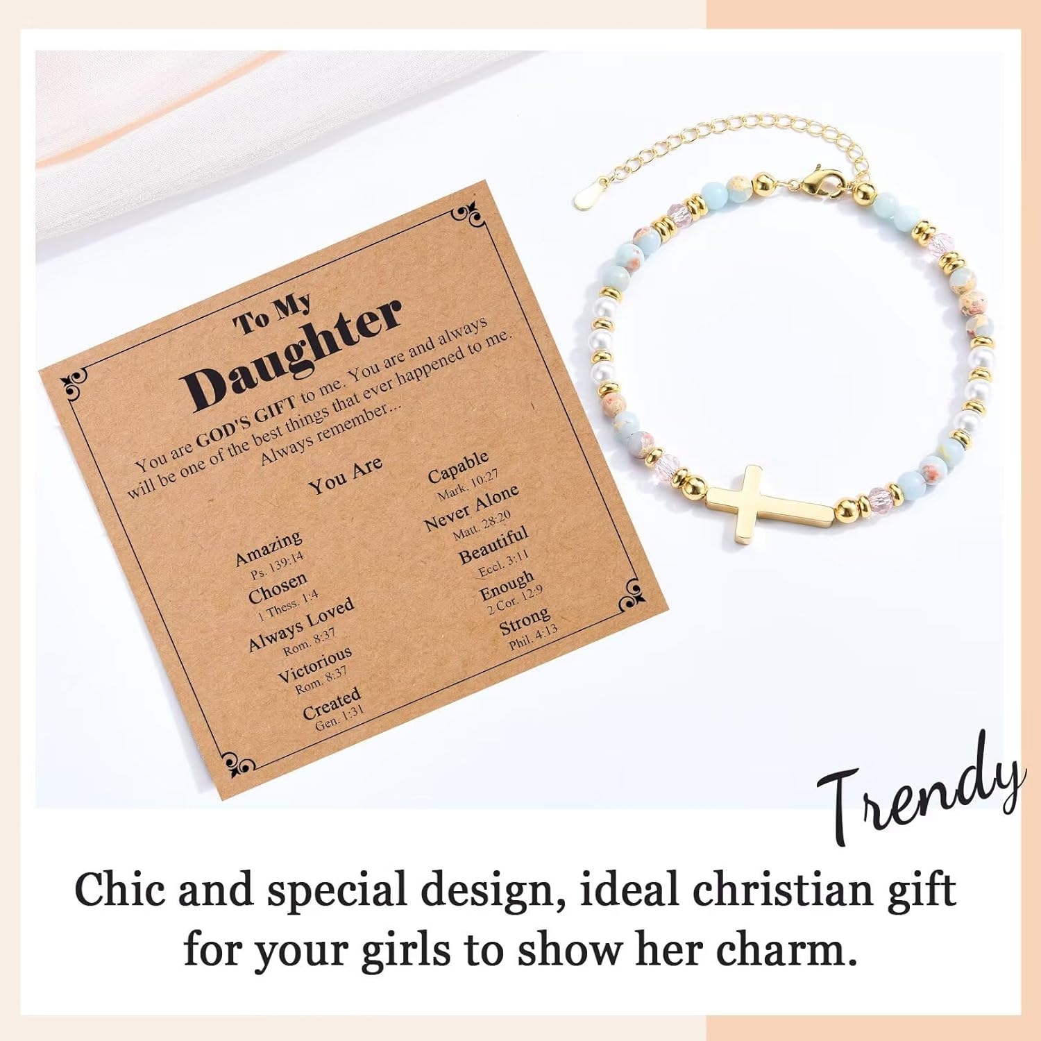 Gift for Teen Girls Christian Cross Bracelet for Women Birthday, Christmas Stocking Stuffers, Baptism, Confirmation, First Communion Easter Jewelry - Image 3