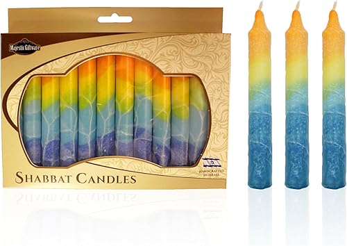 Miniatura 107 de Majestic Giftware /Safed Candles - Paquete de 12 velas Shabat (SC-SHTR-T) Velas tradicionales de Shabat hechas a mano de 5 pulgadas sin goteo Se