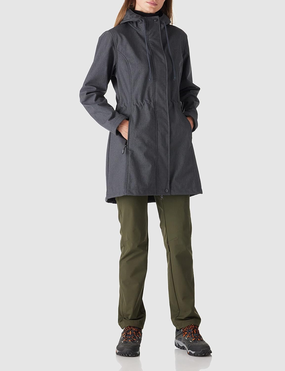 Outdoor Ventures Women's Lightweight Waterproof Fleece Lined Hooded Softshell Rain Jacket, Warm Windbreaker Long Coat - Image 3