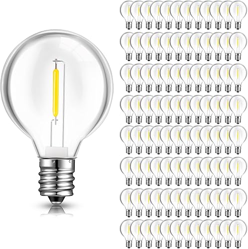 LEIFIDE Bombillas G40 de 1 W, bombillas LED de repuesto para exteriores, se adapta a enchufes C7 y E12 con base de tornillo de candelabro, bombillas