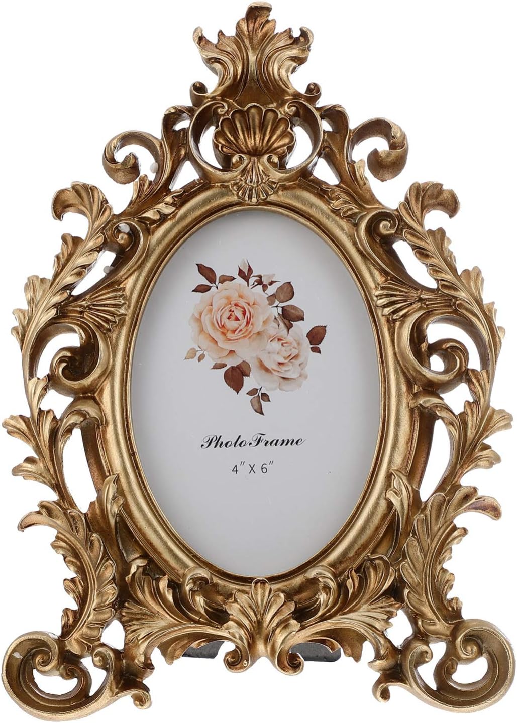 VOSAREA 6 Inches European Style Vintage Picture Frames Oval Antique Photo Frame for Wall Gallery or Tabletop Photo Display Picture Frames