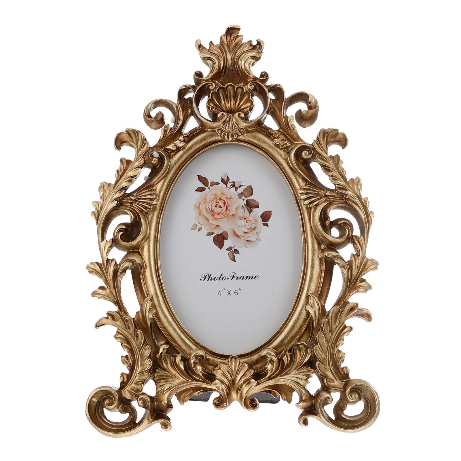 VOSAREA 6 Inches European Style Vintage Picture Frames Oval Antique Photo Frame for Wall Gallery or Tabletop Photo Display Picture Frames