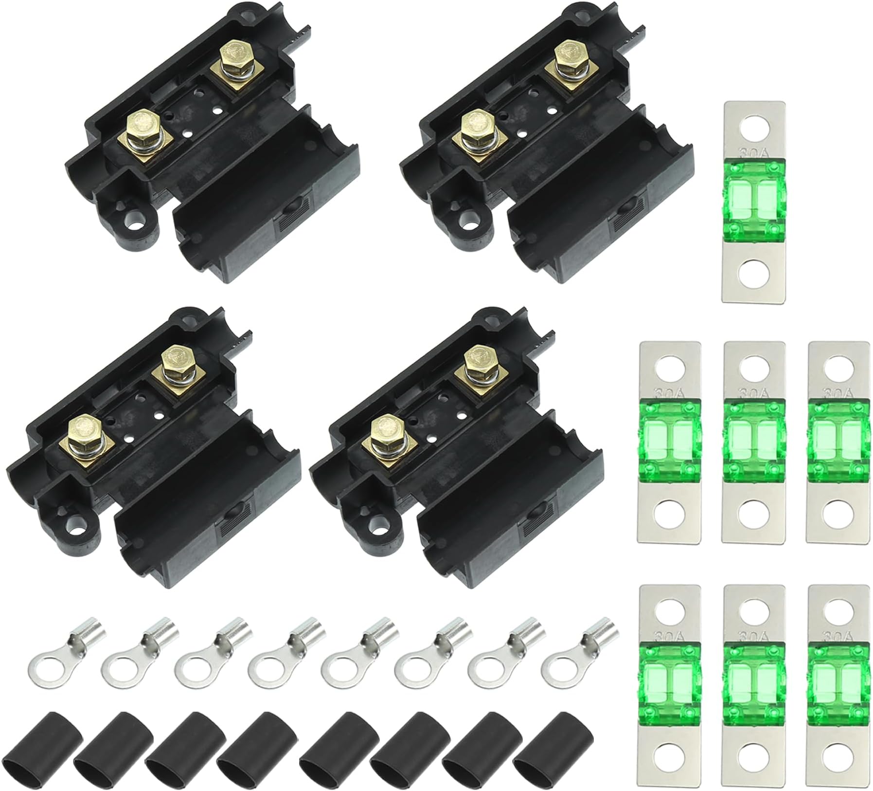 X AUTOHAUX Fusible 30A Kit 4 ANS Porte-fusibles 7 X 30 AMP Fusibles Pour Voiture Double Batterie