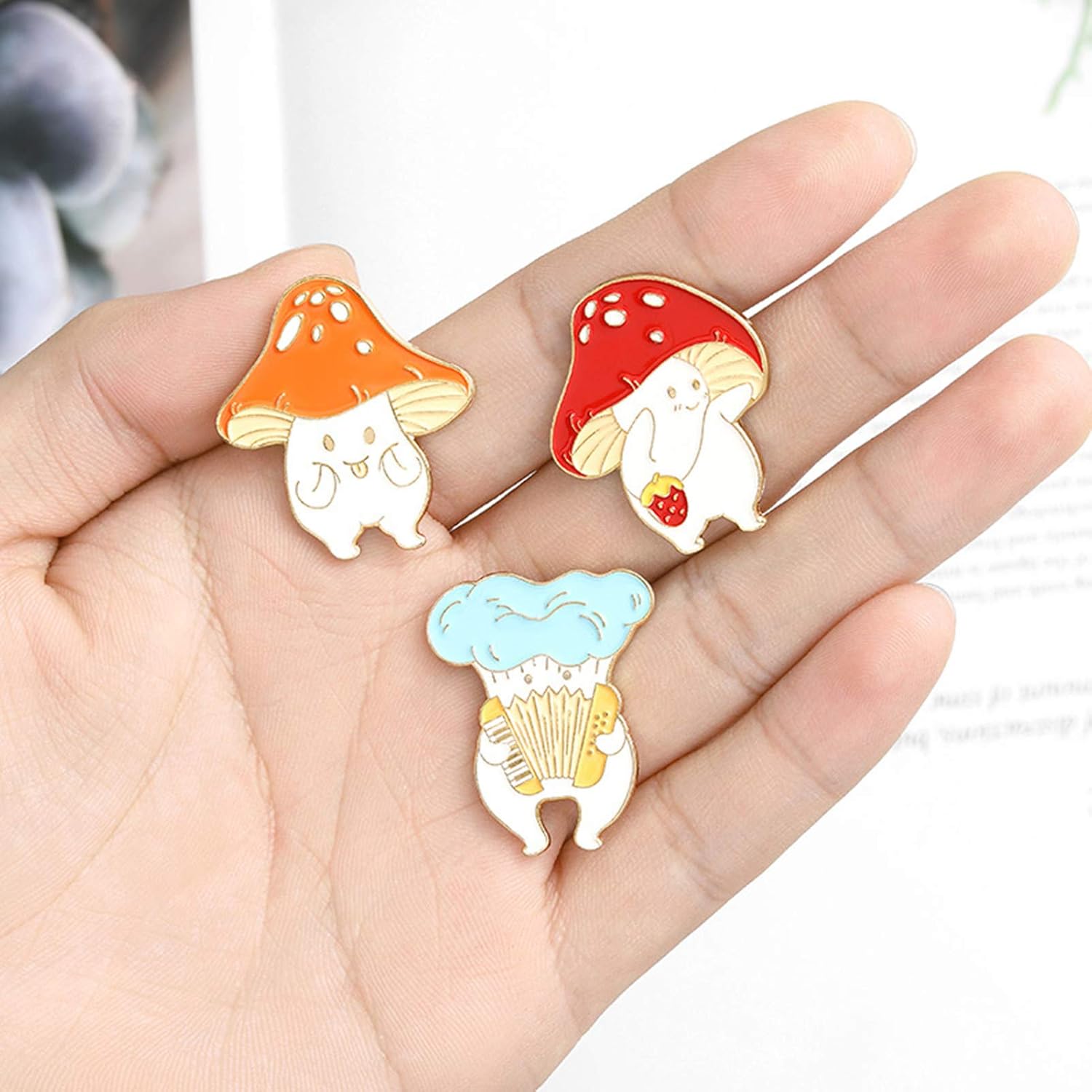 ink2055 Cartoon Cute Mushroom Knife Guitar Enamel Student Brooch Pin Badge Jewelry Gift,Vintage Fashion Brooch Pins for Women Teen Girls Crafts Gift - 1: Clothing, Shoes & Jewelry