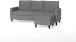 Zinus Hudson Sectional, Convertible Sofa, Light Grey