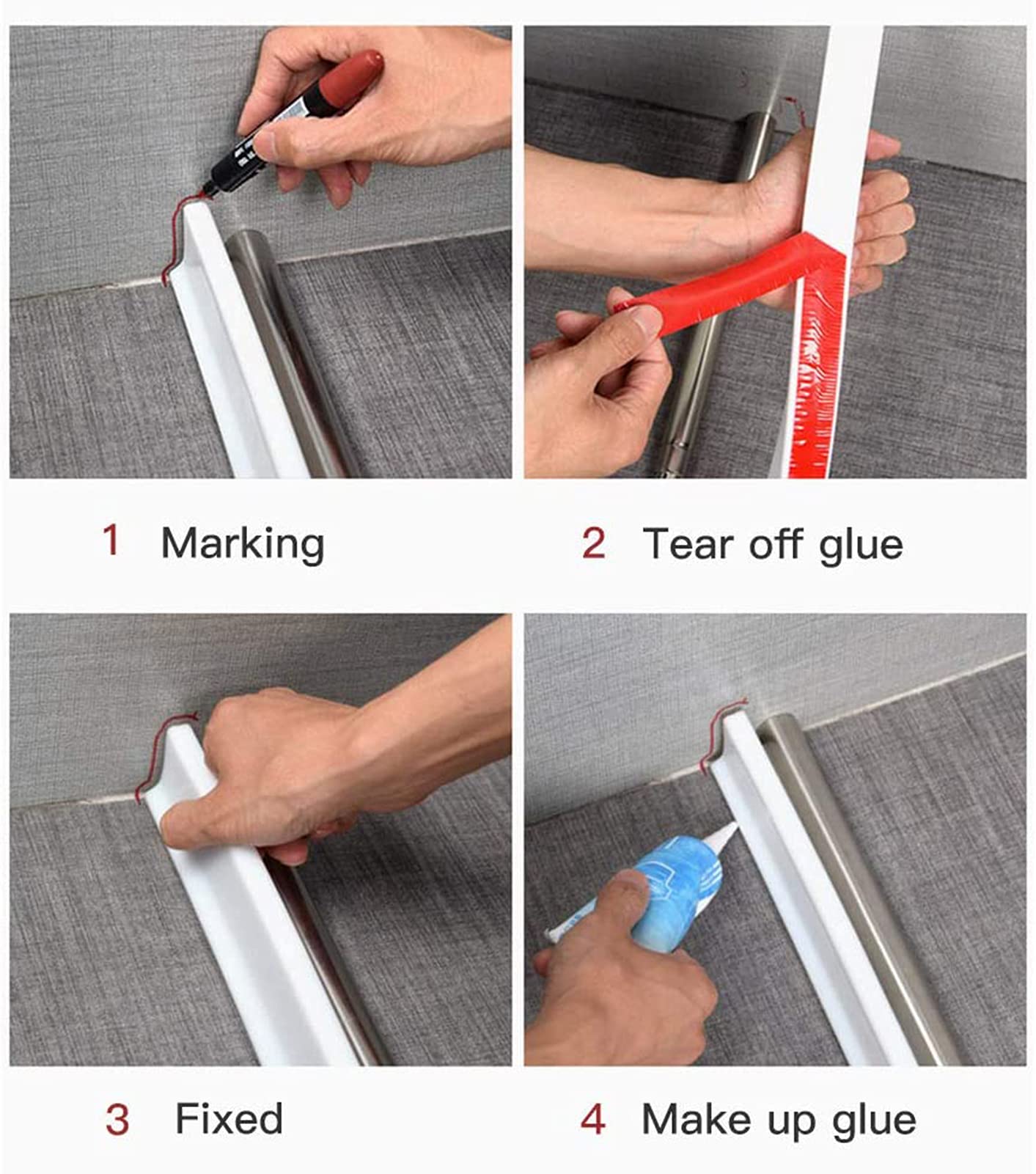 Tira De Retención De Separación En Seco Y Húmedo,Umbral de Ducha Plegable Presa de Agua,Tira de Retención de Impermeable Autoadhesiva Adecuado para Cocina y Baño,Azul,300cm/118in