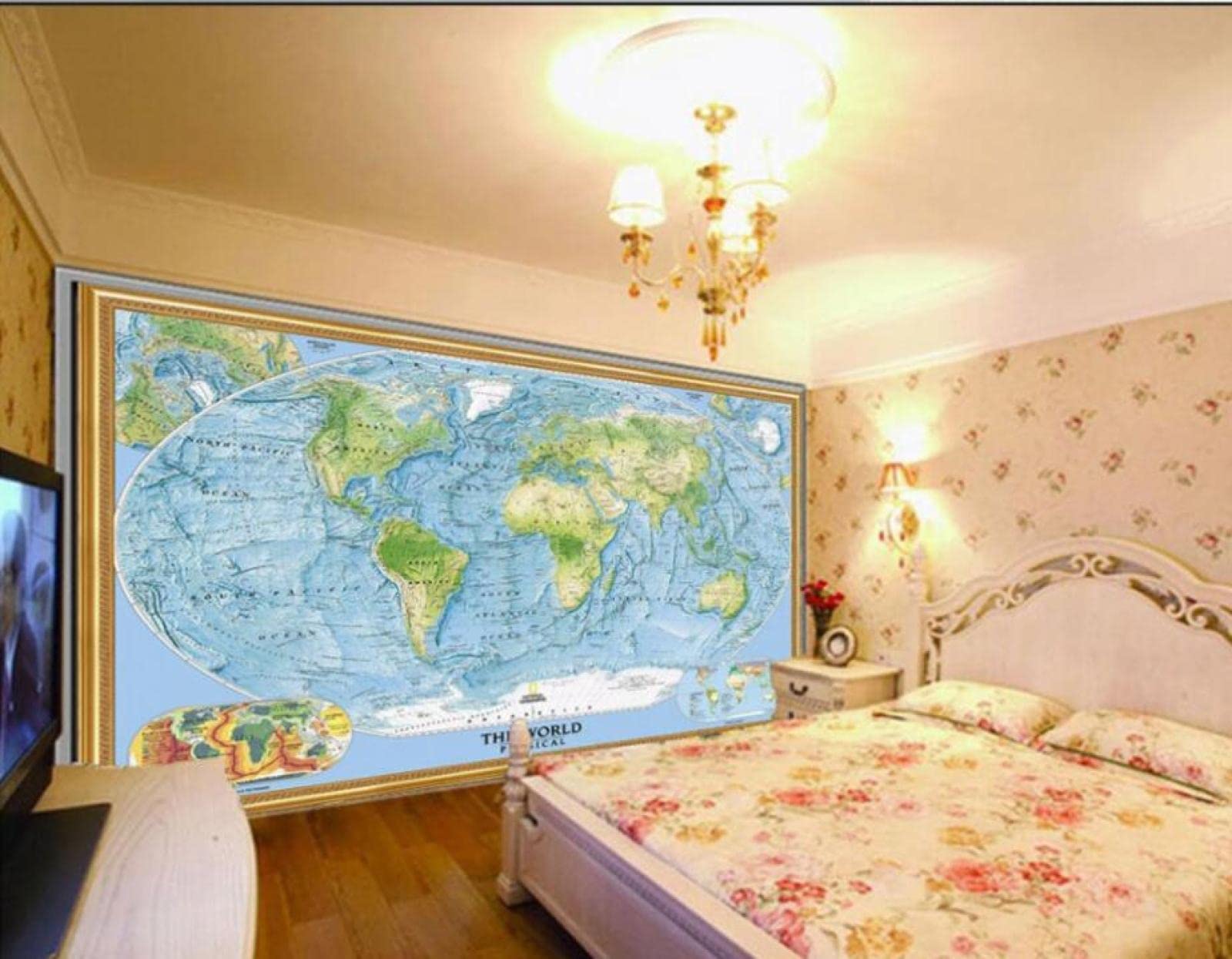 Fototapeta 3D Mapa topograficzna świata 3D Fototapety do salonu sypialni nowoczesny mural tapety dekoracja domu, 3D, 250 x 175 cm