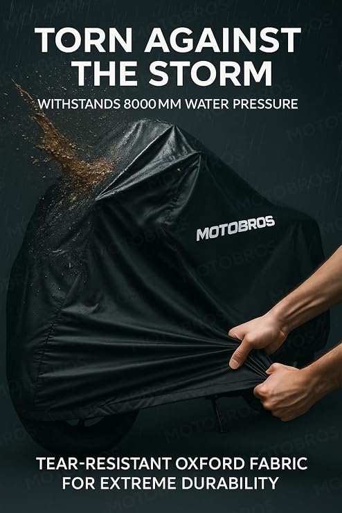 Motobros Motosiklet Branda CF Moto 250 NK ile Uyumlu, Siyah, Su Geçirmez, Dayanıklı Kumaş