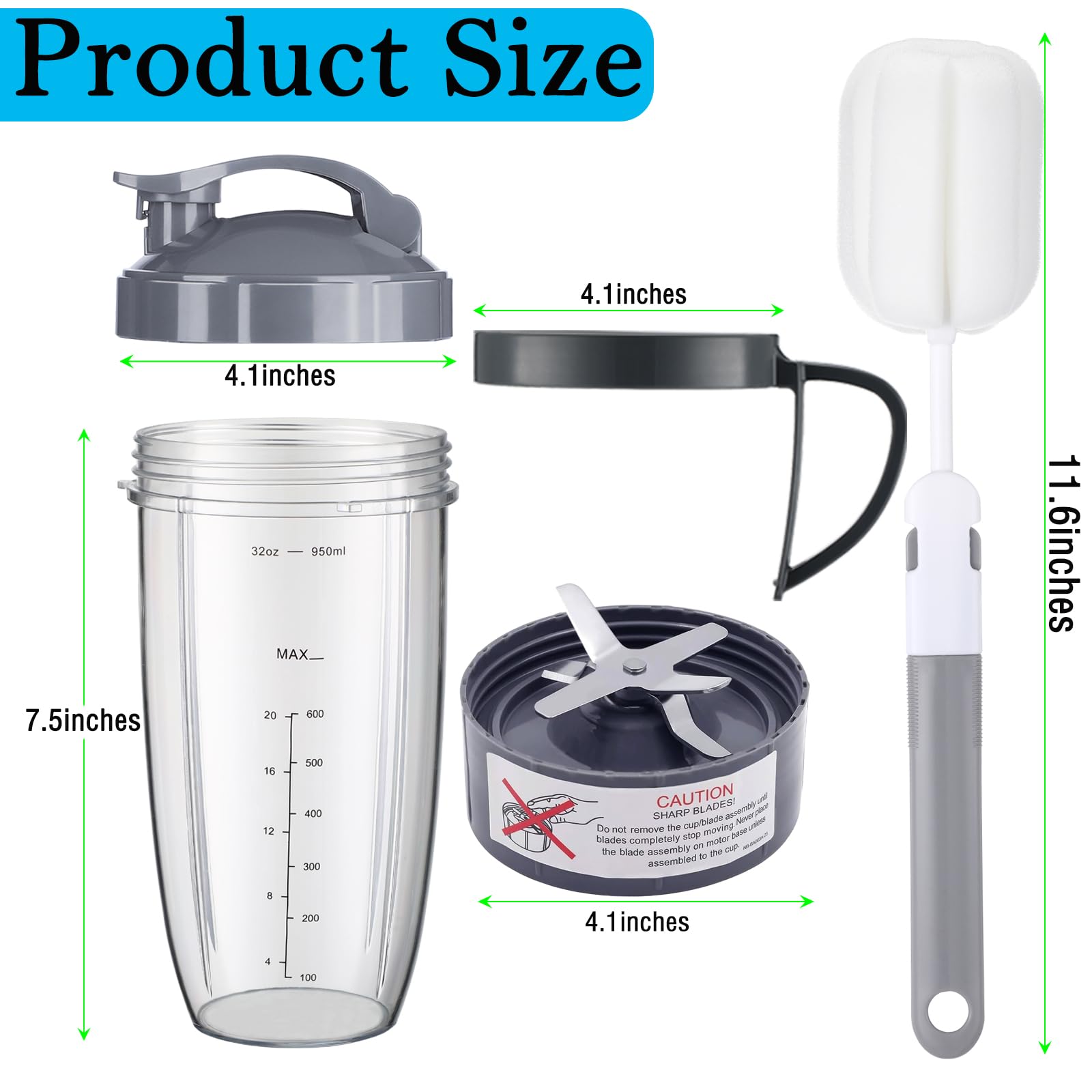 Do nutribullet Blender Cup & Blade Zestaw wymienny 900 ml, ogromny kubek z 2 otwieranymi pokrywkami na wynos, 1 uchwytem pierścieniowym i ostrzem ekstraktora premium, kompatybilny z blenderem
