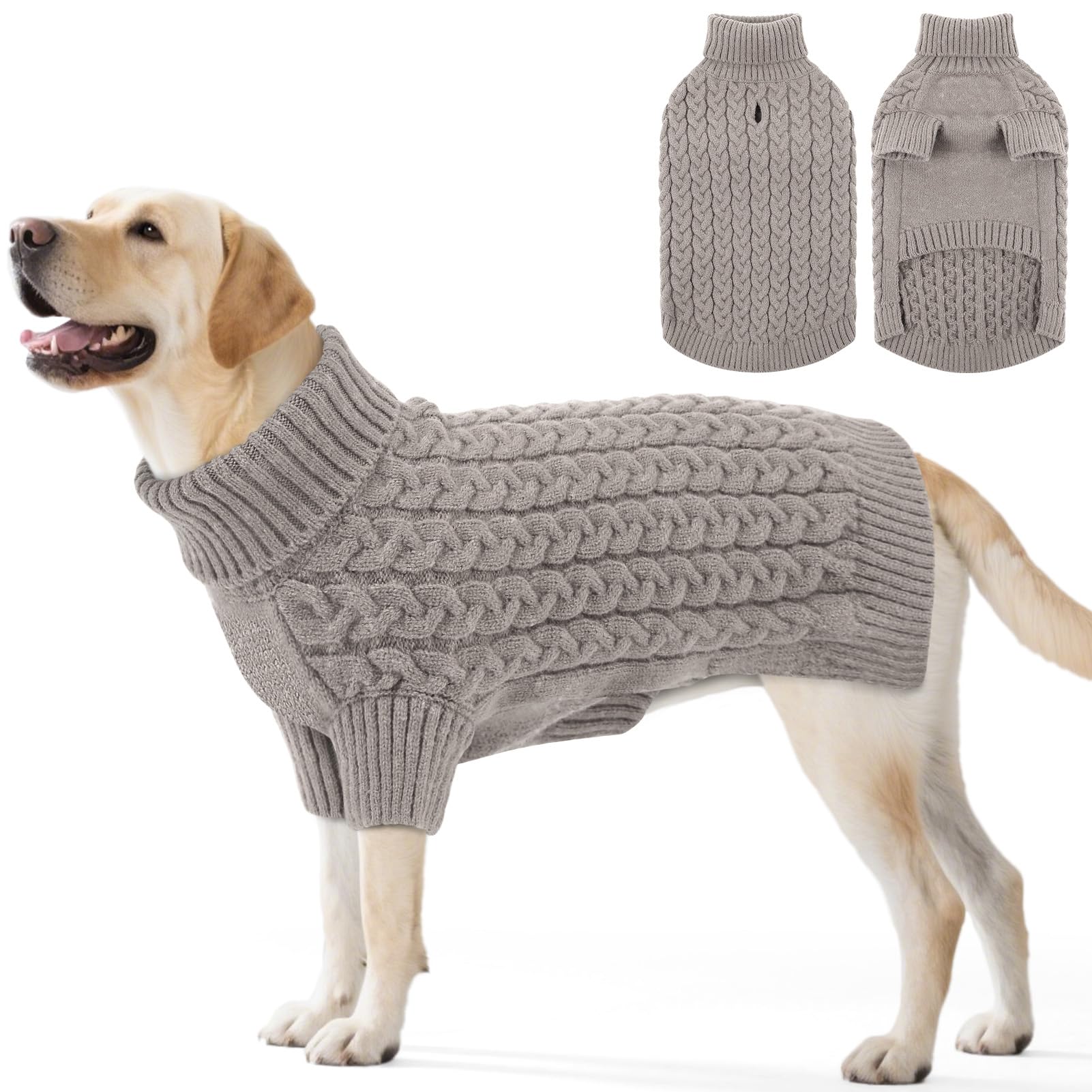 ASENKU Turtleneck Dog Jumper L, Winter Knit Sweater for Medium-Large Dogs