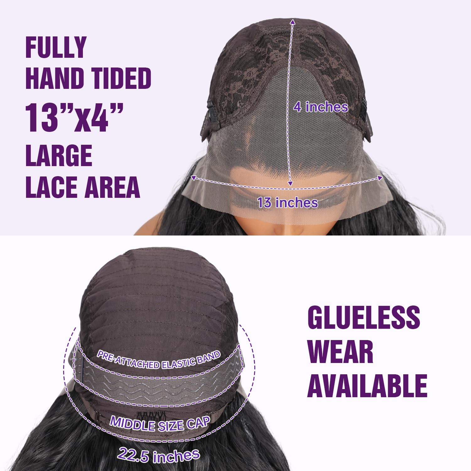 13x4 Glueless Wigs HD Transparent Lace,Wear and Go Synthetic Wig,C Part,200% Density Body Wave with Baby Hair,Pre-Plucked Frontal Wigs for Women 18 Inch ,Natural Hairline,Breathable Wig Cap