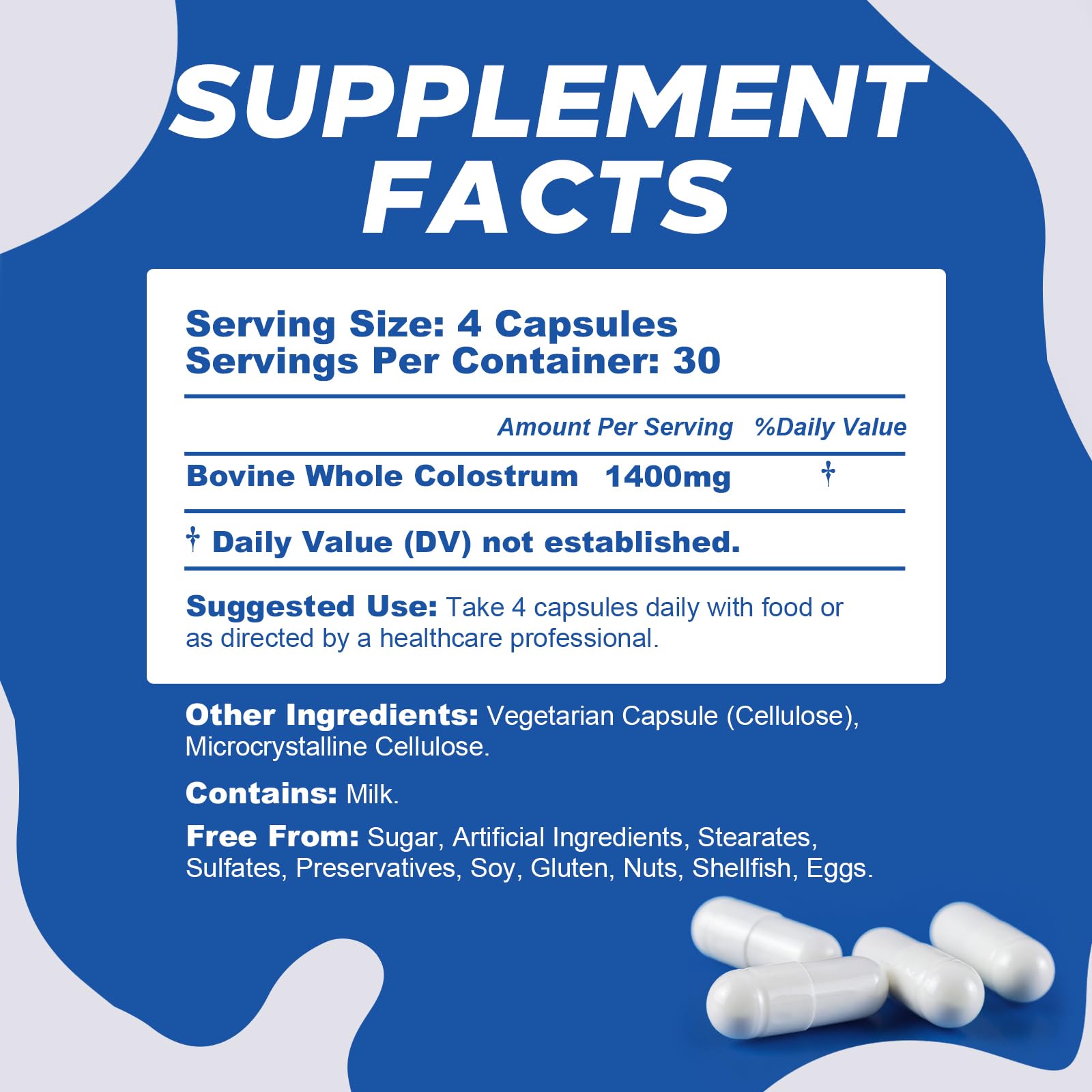 Organic Bovine Colostrum Capsules for Human, 120 Capsules — Amazon image 2