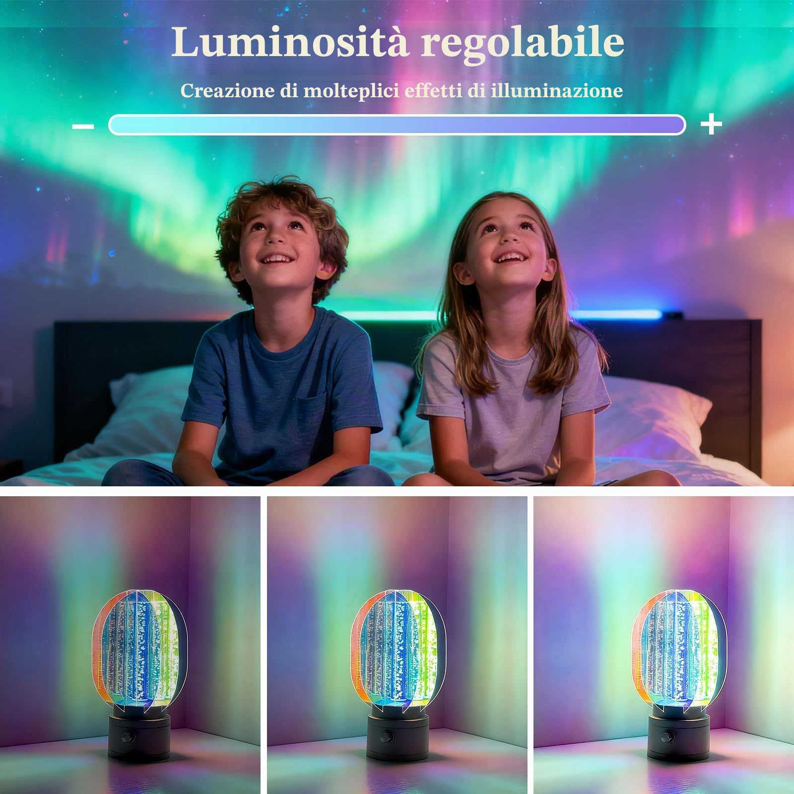 2026 Nuova luce notturna Aurora rotante 3D dimmerabile, per un'atmosfera romantica stellata, proiettore LED rotante a 360°, regalo di Natale e compleanno, decorazione per la cameretta dei