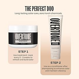 Overtone Semi Permanent Hair Color Conditioner, Black Velvet, 8 oz, Nourishing, Damage-Free, Color Depositing Mask for All Hair Types with Shea Butter & Coconut Oil, Vegan & Cruelty-Free